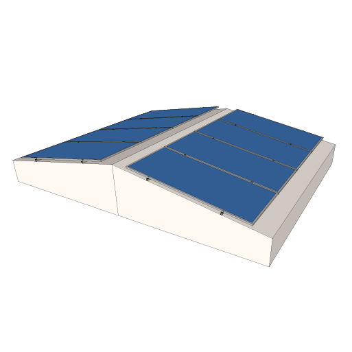 3D of solar flush mount or roof mounted structure