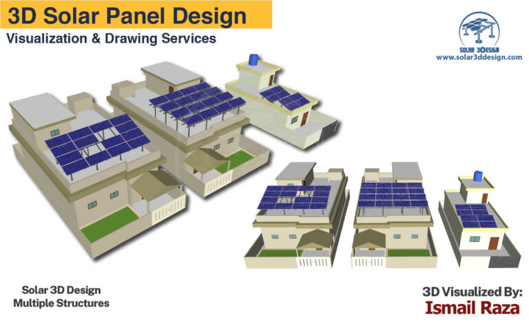This is image tells that we provide 2d 3d solar panel design services for multiple type of solar structures